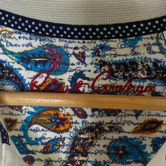 Robert Graham Mens White 100% Cotton Scull Polo Shirt - Picture 4 of 7